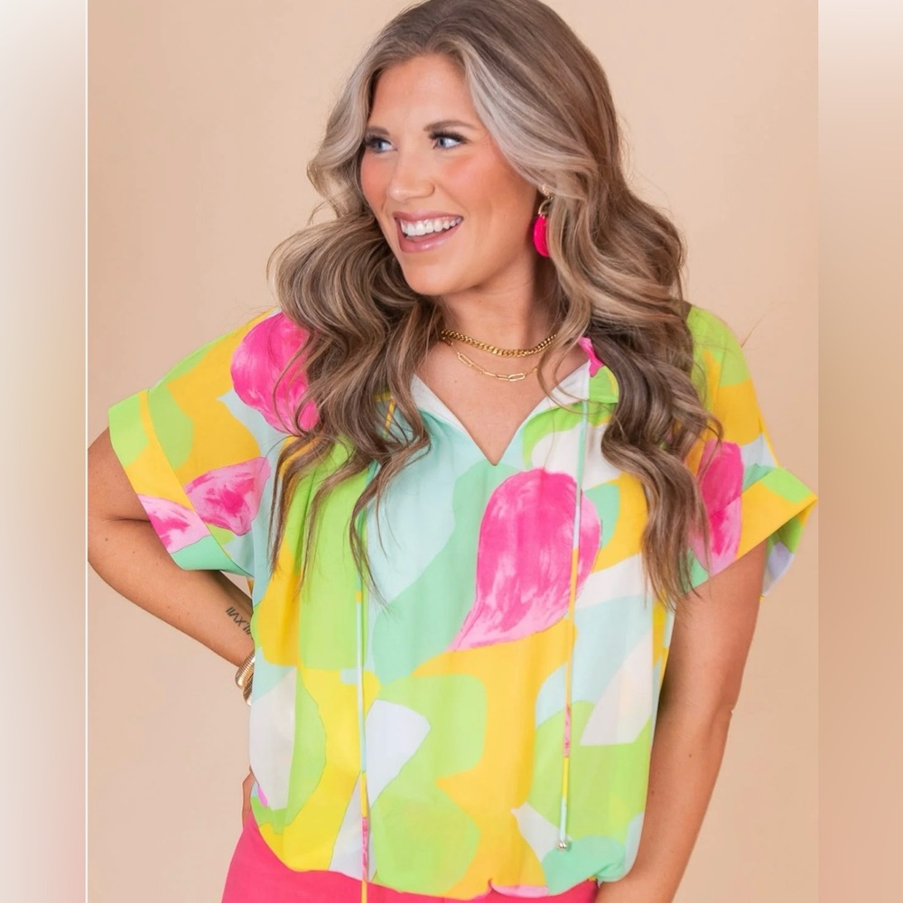 Entro Multicolor Abstract Blouse Medium